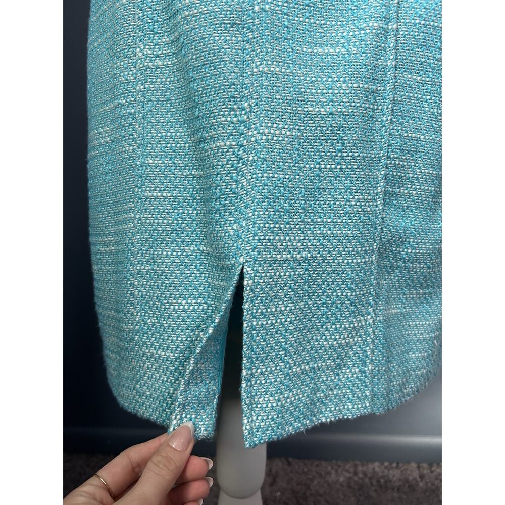 Talbots Sleeveless Dress Teal Tweed Summer Spring Coastal Preppy Classic 12P - Picture 10 of 13